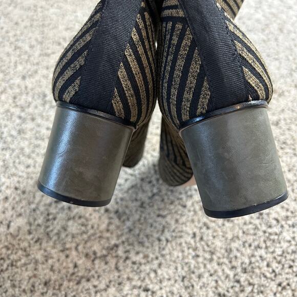 Anthropologie Vicenza Sock Ankle Boots Size 6 Pointed Toe Stretch Brown Black - Picture 8 of 11